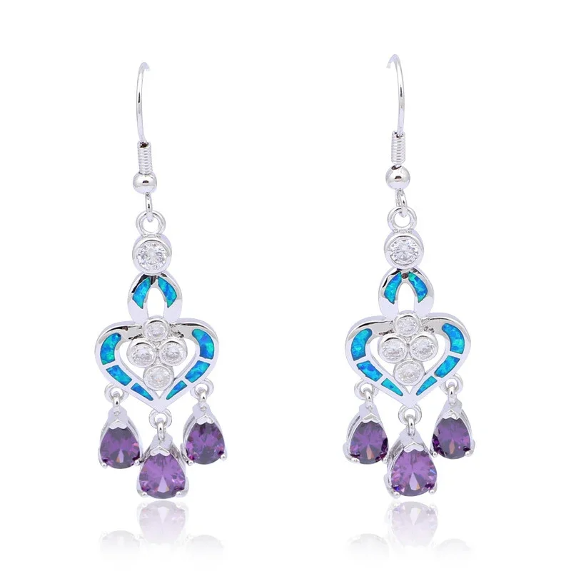 Opal Earrings Dangle - Orecchini a forma di cuore con