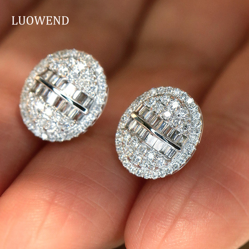 Diamond Stud Earrings - LUOWEND Orecchini in oro bianco 18