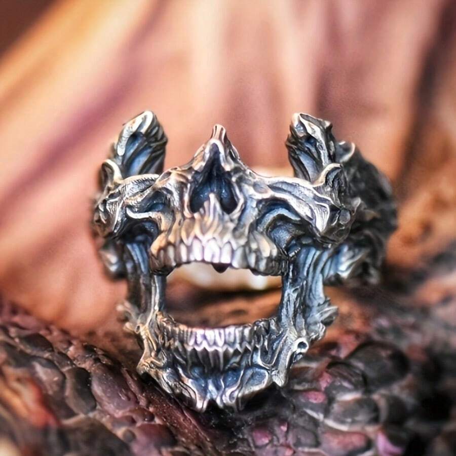 Gothic Skull Ring - Anello Vintage Gotico con Maschera Teschio,