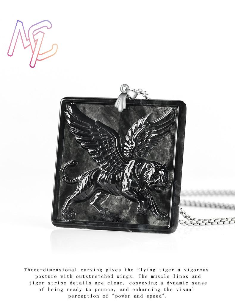 Luxury Gifts Jewelry & Watches Namfleg Mostar - Collana con Ciondolo Tigre in Giadeite