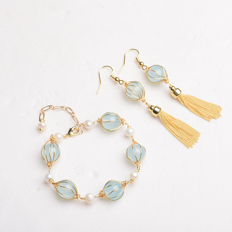 Charm Bracelet Beads - Orecchini con perline di giada naturale