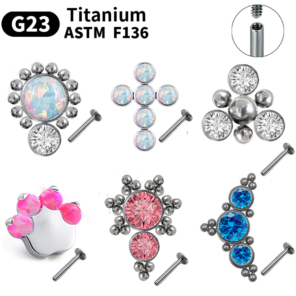 Opal Earrings Dangle - Orecchini a perno in titanio G23