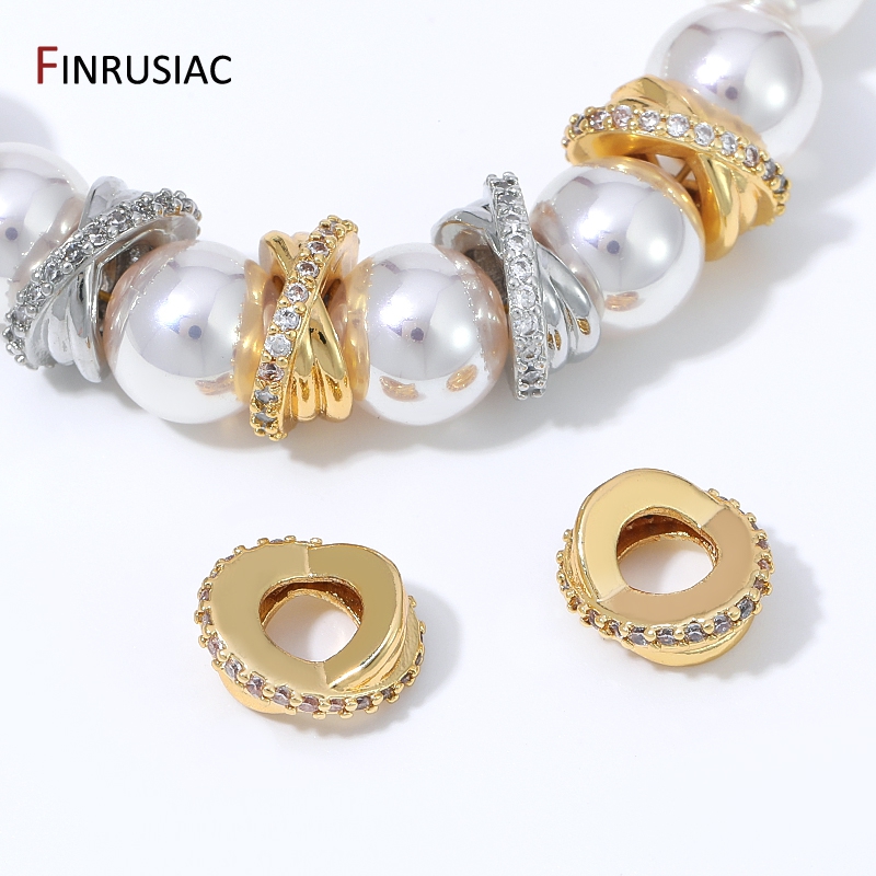 Gold Plated Ring - Perline distanziatrici ad anello intrecciato in